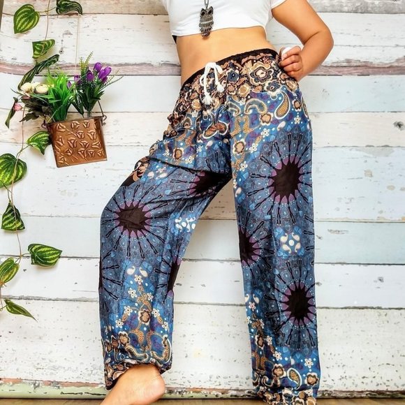 Blue and gold harem pants - Picture 3 of 4